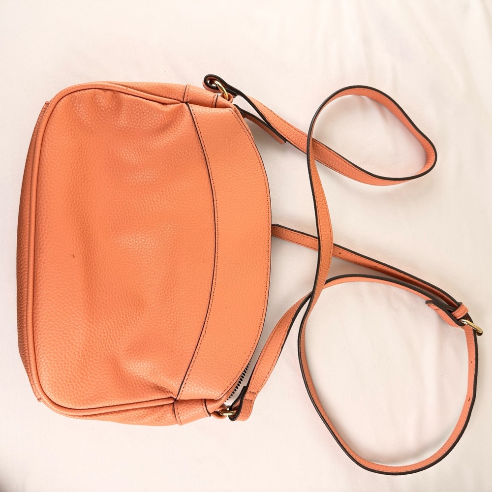 👜 Nanette Lepore Tan Pebbled Faux Leather Crossbody / Clutch - Picture 9 of 14